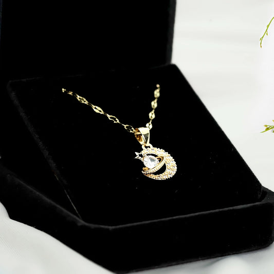 Dreamy Moon and Saturn Necklace