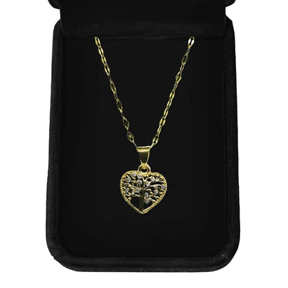 Gold Filled Heart Fortune Tree Necklace